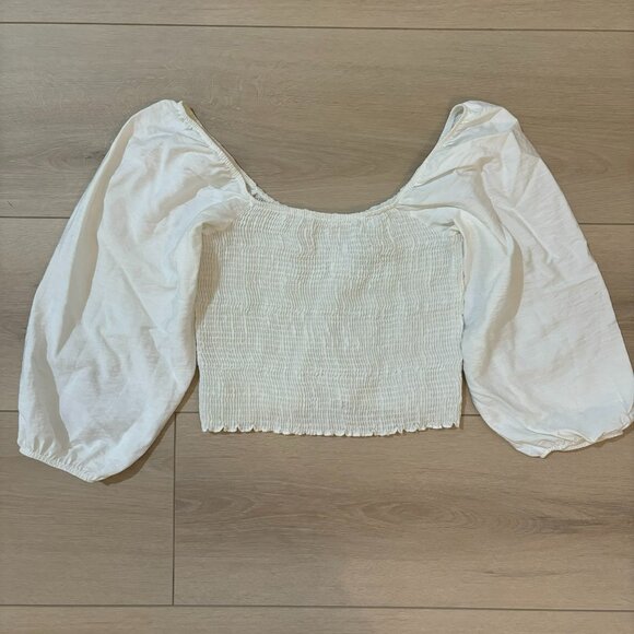 Peixoto Lula Crop Puffed Sleeve Smocked Top - Picture 3 of 4